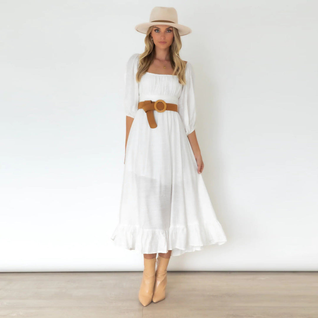 Puff Sleeve Pleated Dress