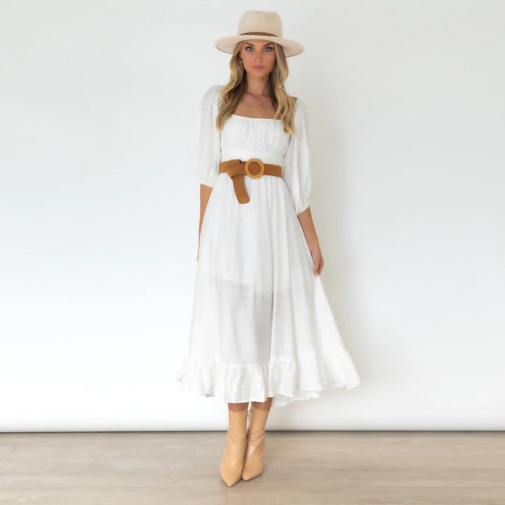 Puff Sleeve Pleated Dress