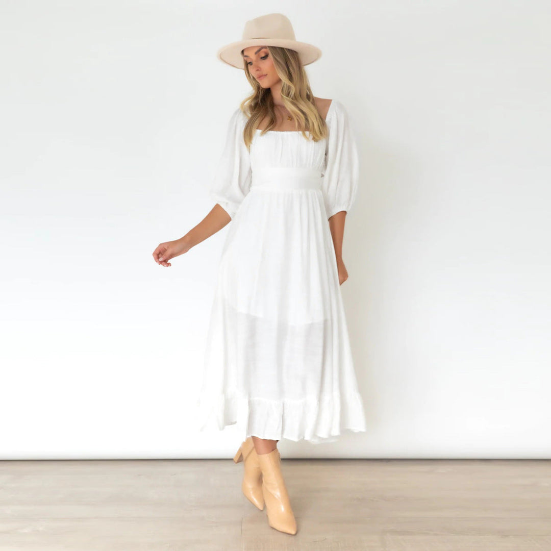 Puff Sleeve Pleated Dress