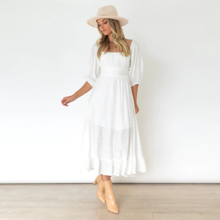 Puff Sleeve Pleated Dress