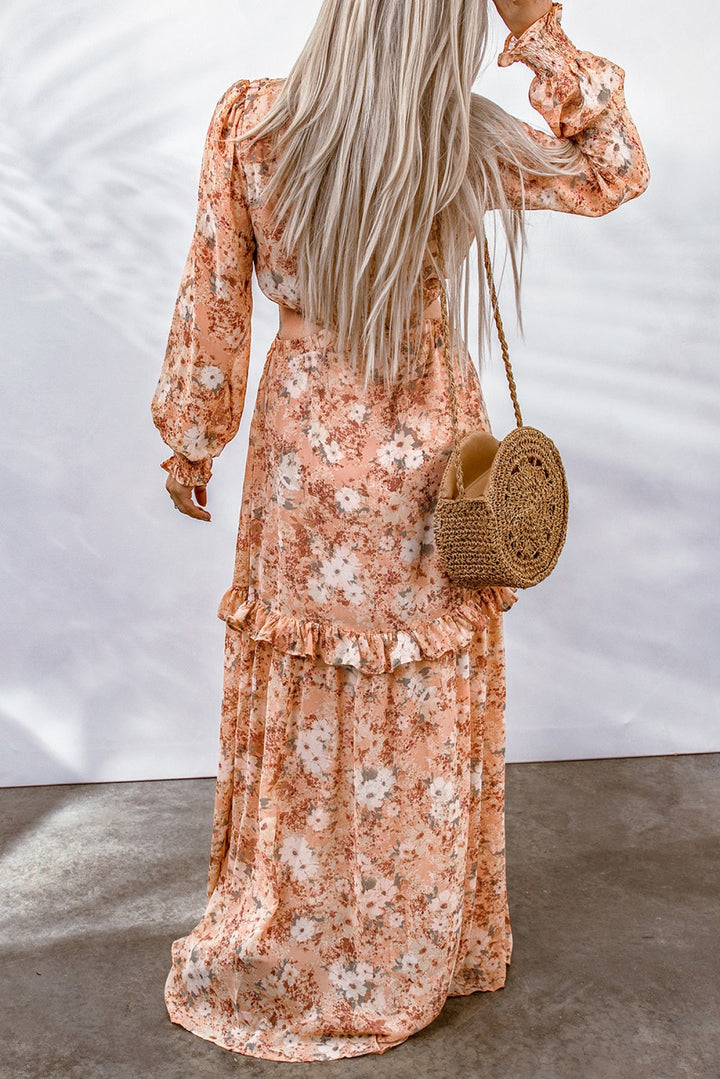 Apricot Floral Dress