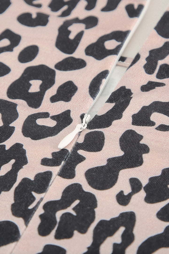 Leopard Half Sleeve Plus Size Jumpsuit