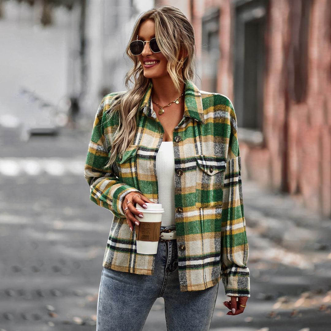 Long Sleeve Plaid Jacket