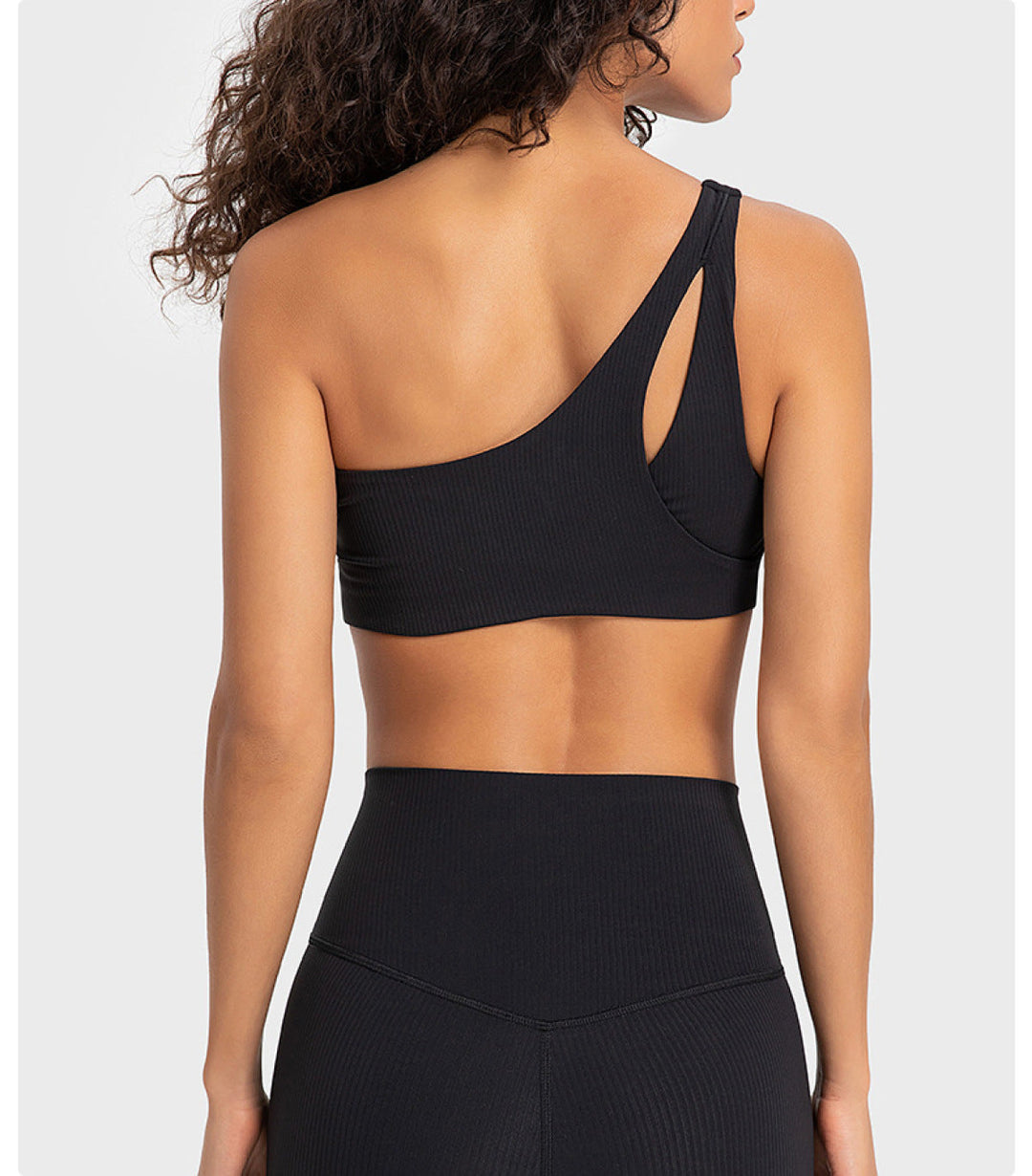 Solid Ribbed One ShoulderSports Bras