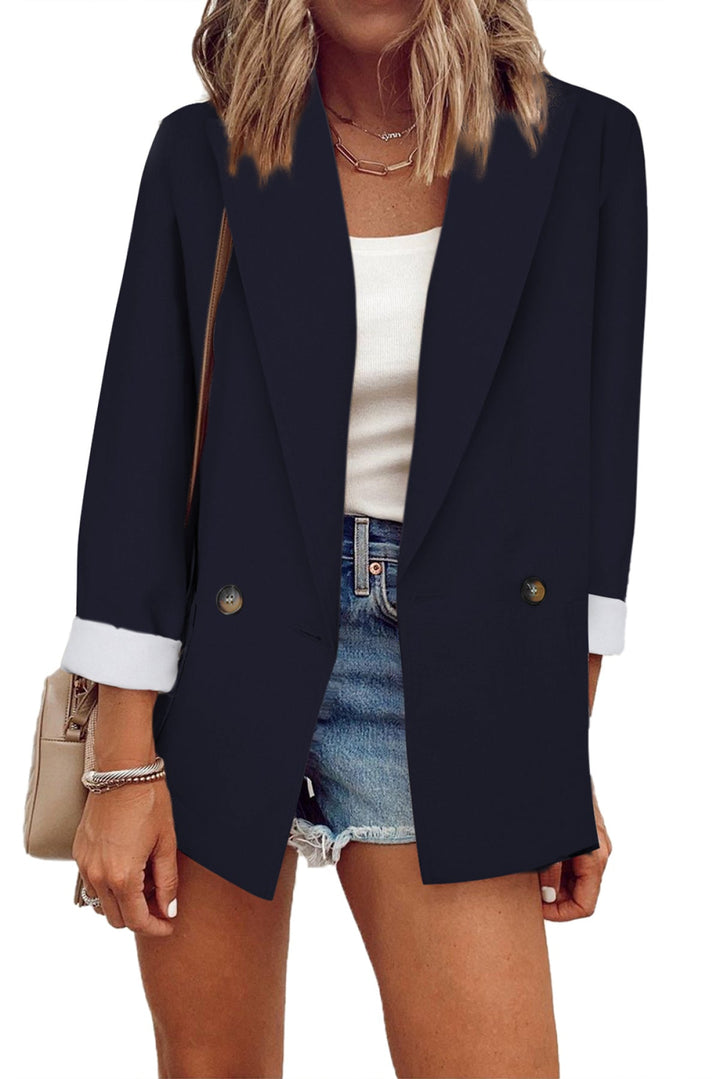 Buttoned Lapel Collar Blazer