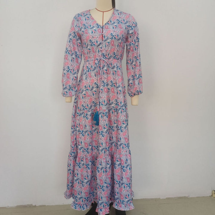 Floral Short Sleeve Tie Waist Swing Dress