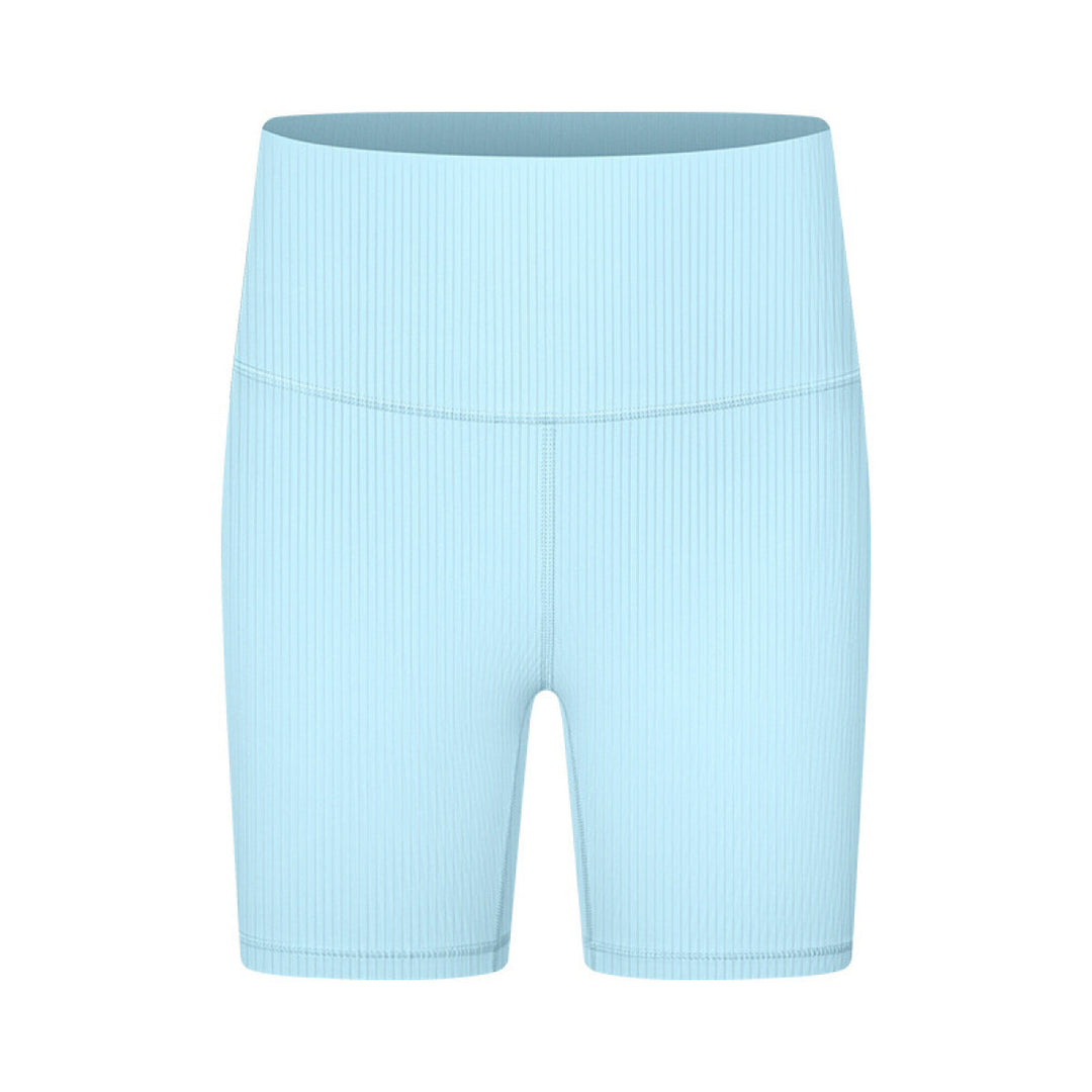 Solid Ribbed High Waist Bike Shorts With Side Pockets