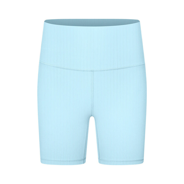 Solid Ribbed High Waist Bike Shorts With Side Pockets