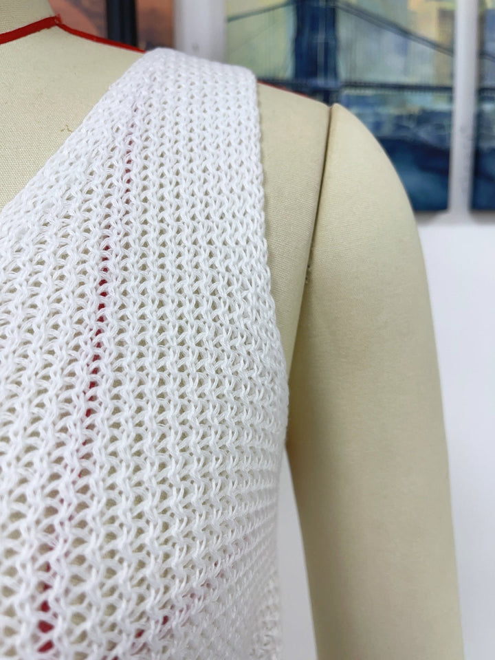 V-Neck Patchwork Knot Fold Sleeveless Top