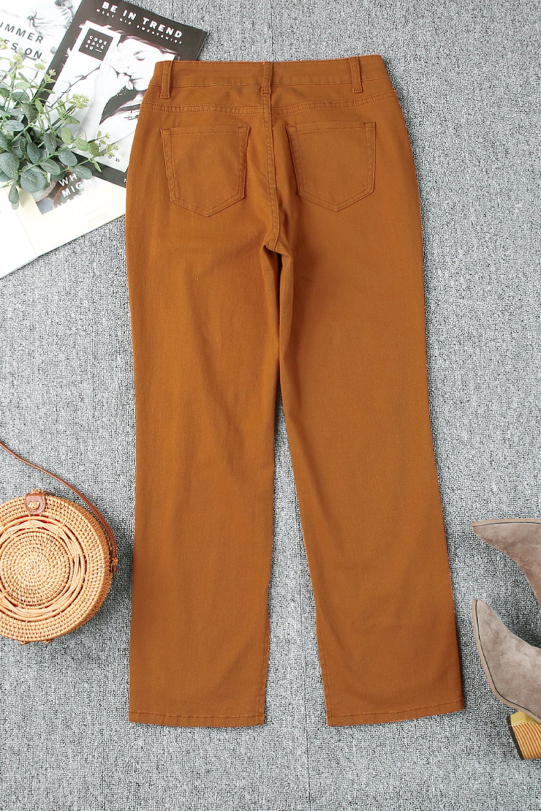 Distressed Raw Hem Straight Leg Jeans