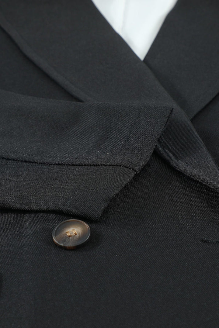 Buttoned Lapel Collar Blazer