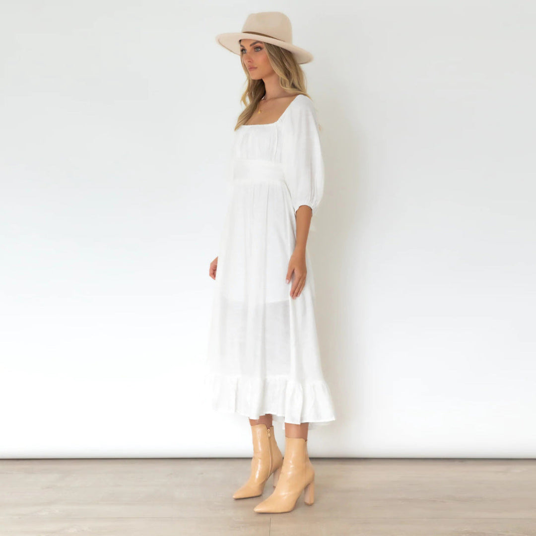 Puff Sleeve Pleated Dress