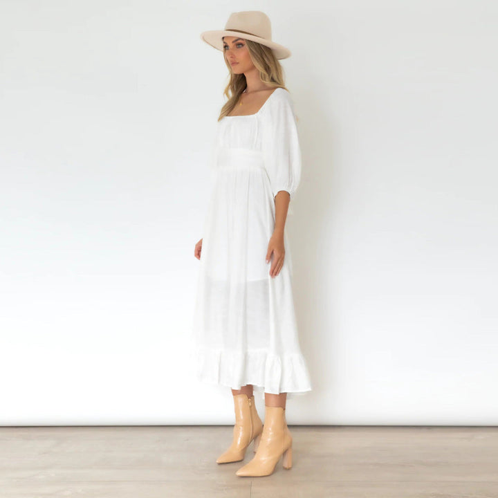 Puff Sleeve Pleated Dress