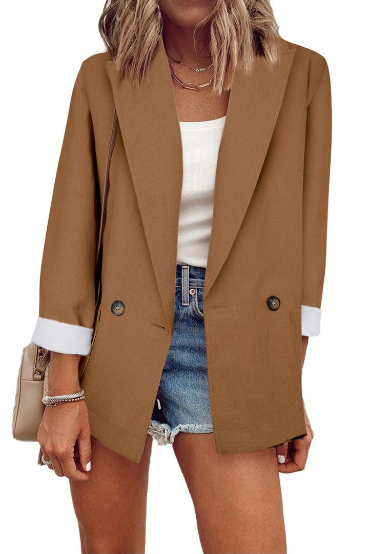 Buttoned Lapel Collar Blazer