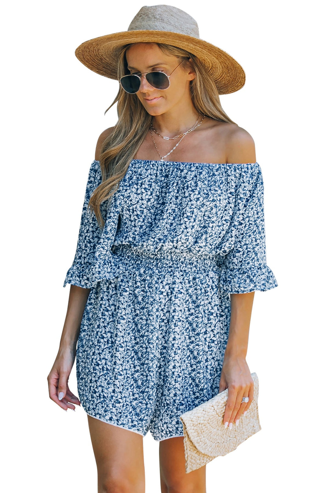 Bell Sleeves Floral Romper