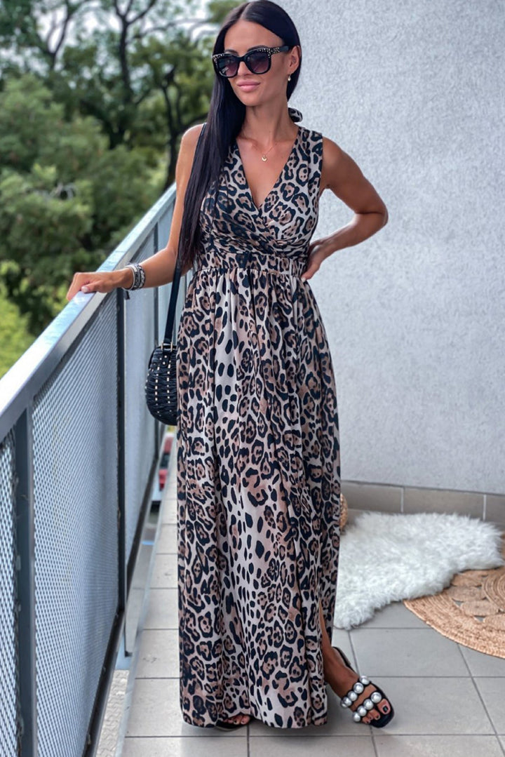 Back Leopard Dress - Maxi Dress