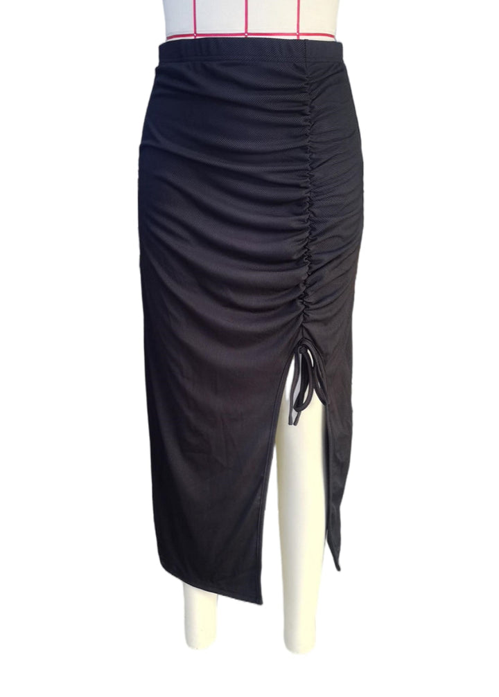 Sexy Slit Straps All-Match Black Skirt