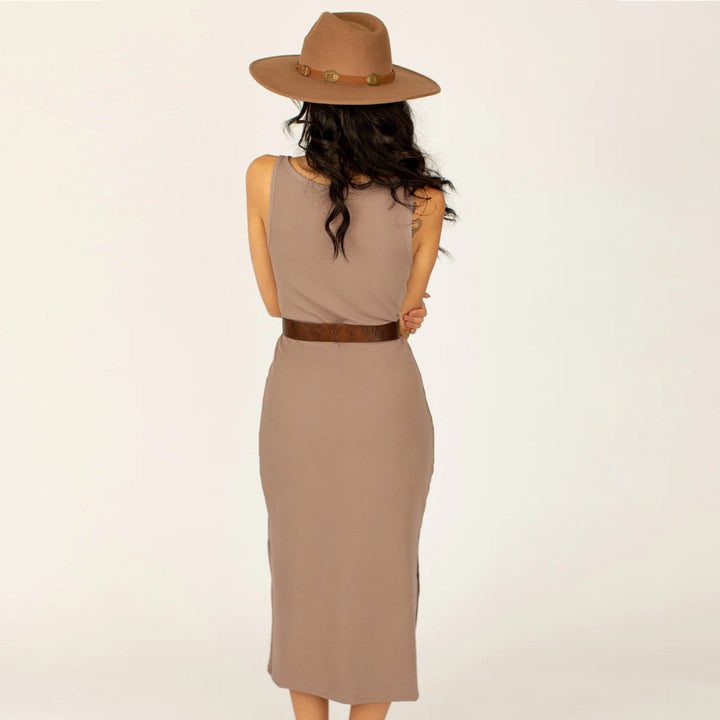 Solid Front and Back Reversible Slit Tube Dress
