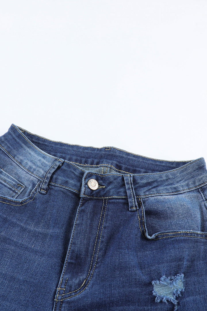 Blue Ripped High Waist Skinny Jeans