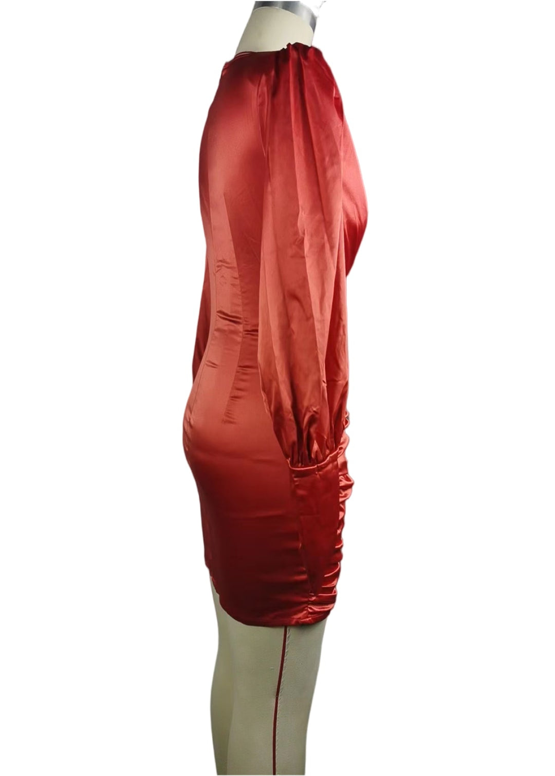 Twist Front Ruched Satin Dress