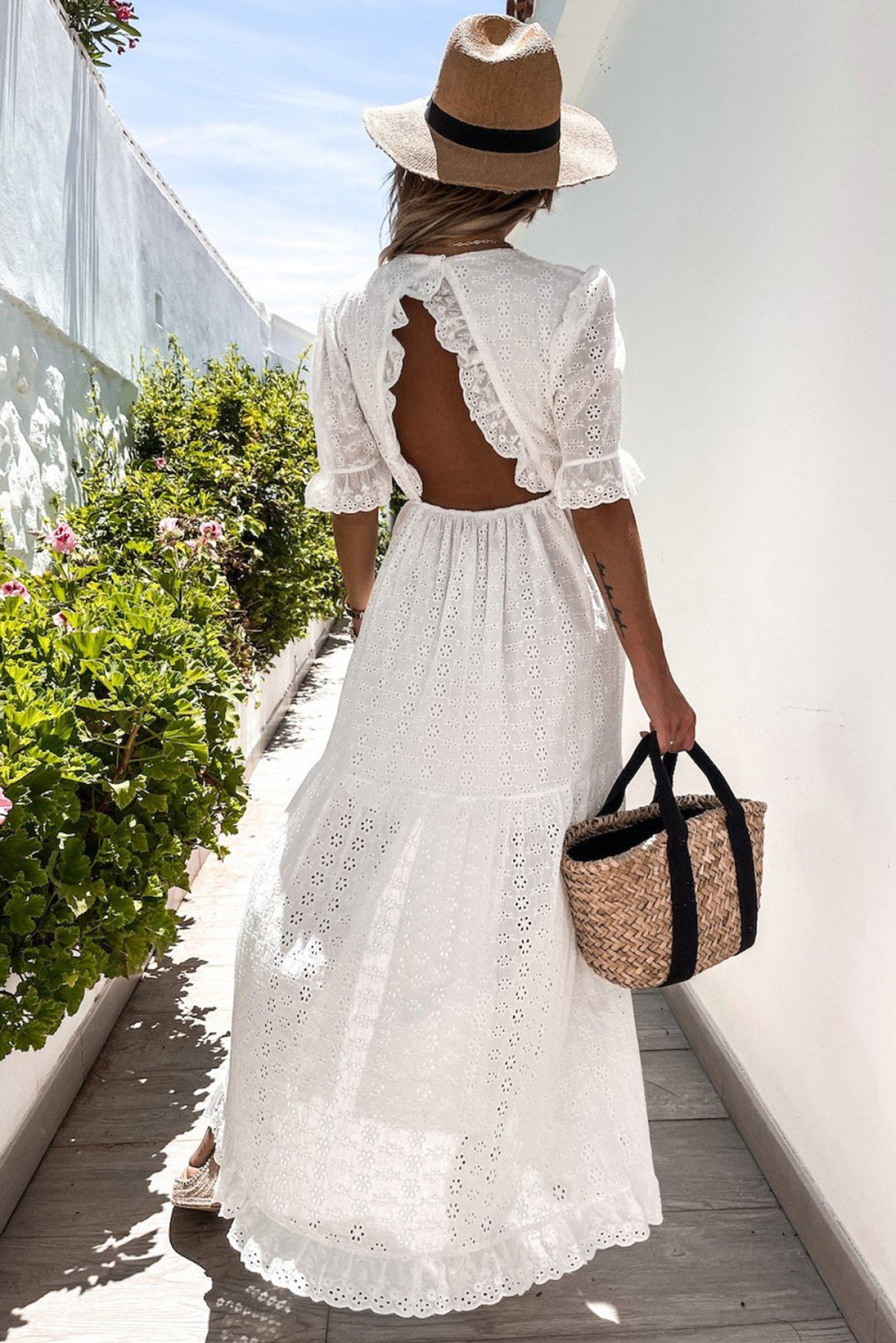 Crochet Ruffled Maxi Dress