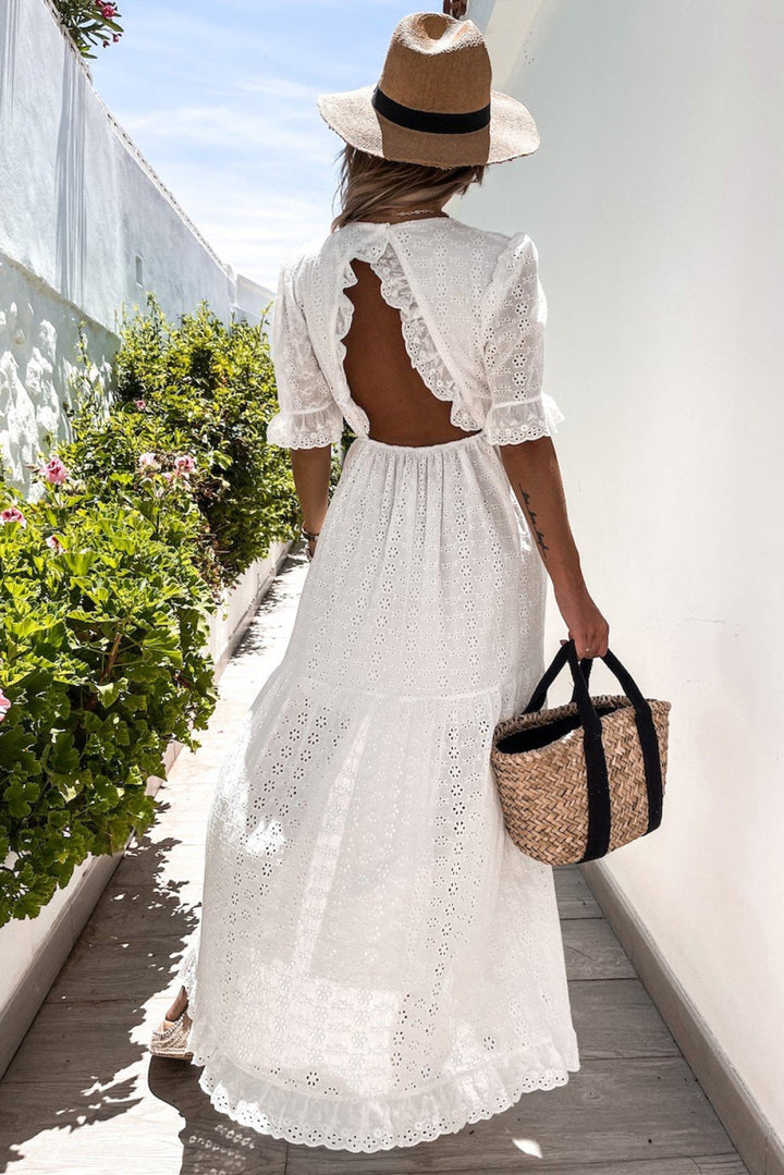 Crochet Ruffled Maxi Dress
