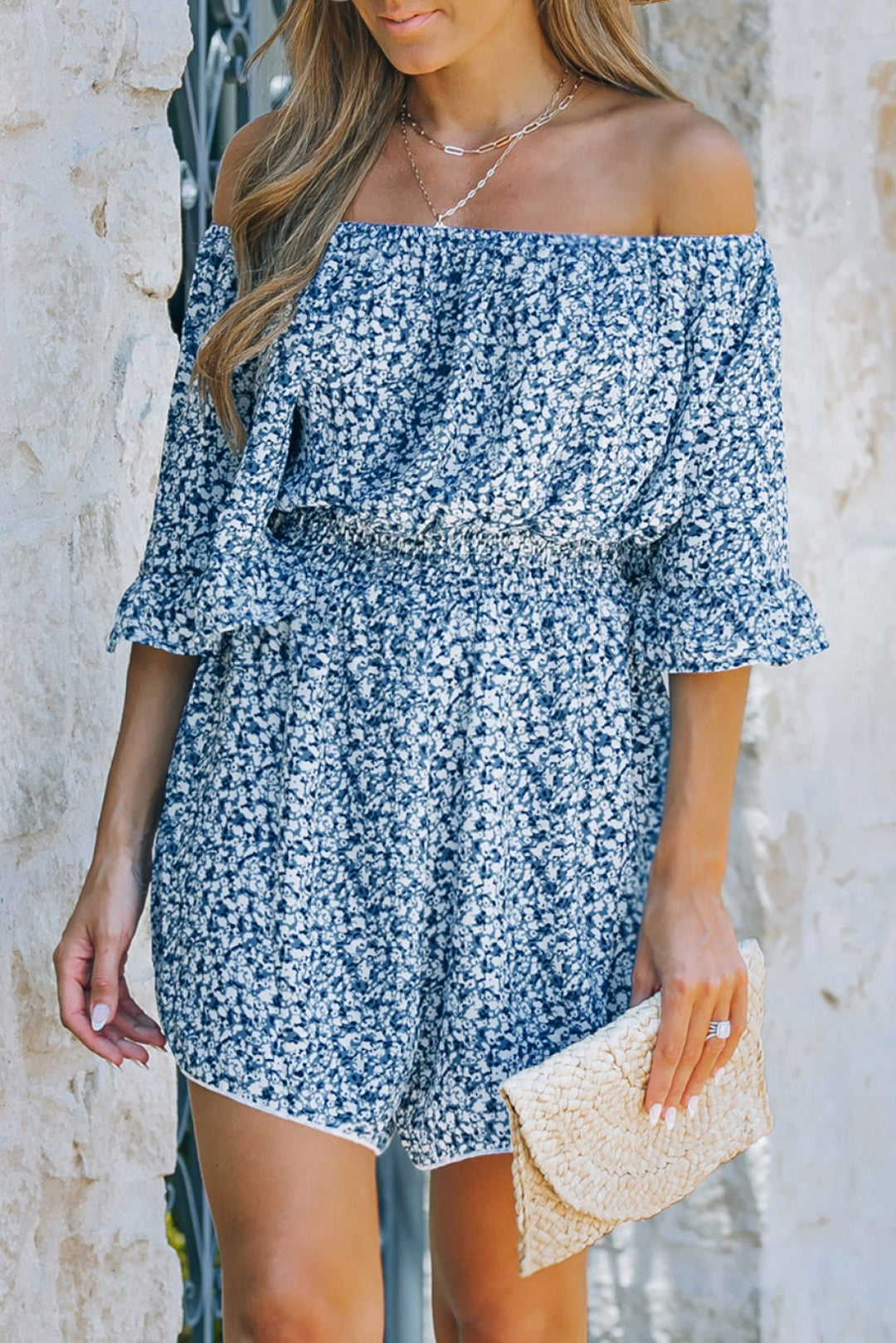Bell Sleeves Floral Romper