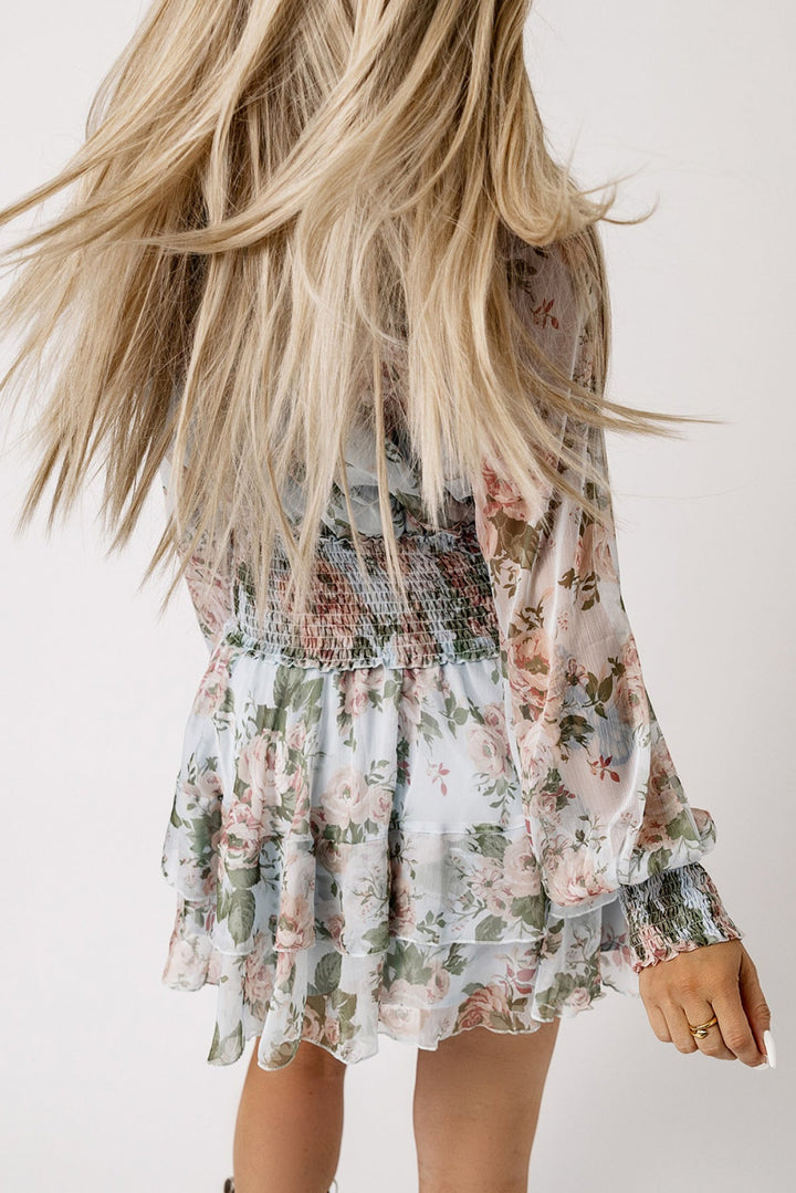 Ruffled Shirred Mini Dress