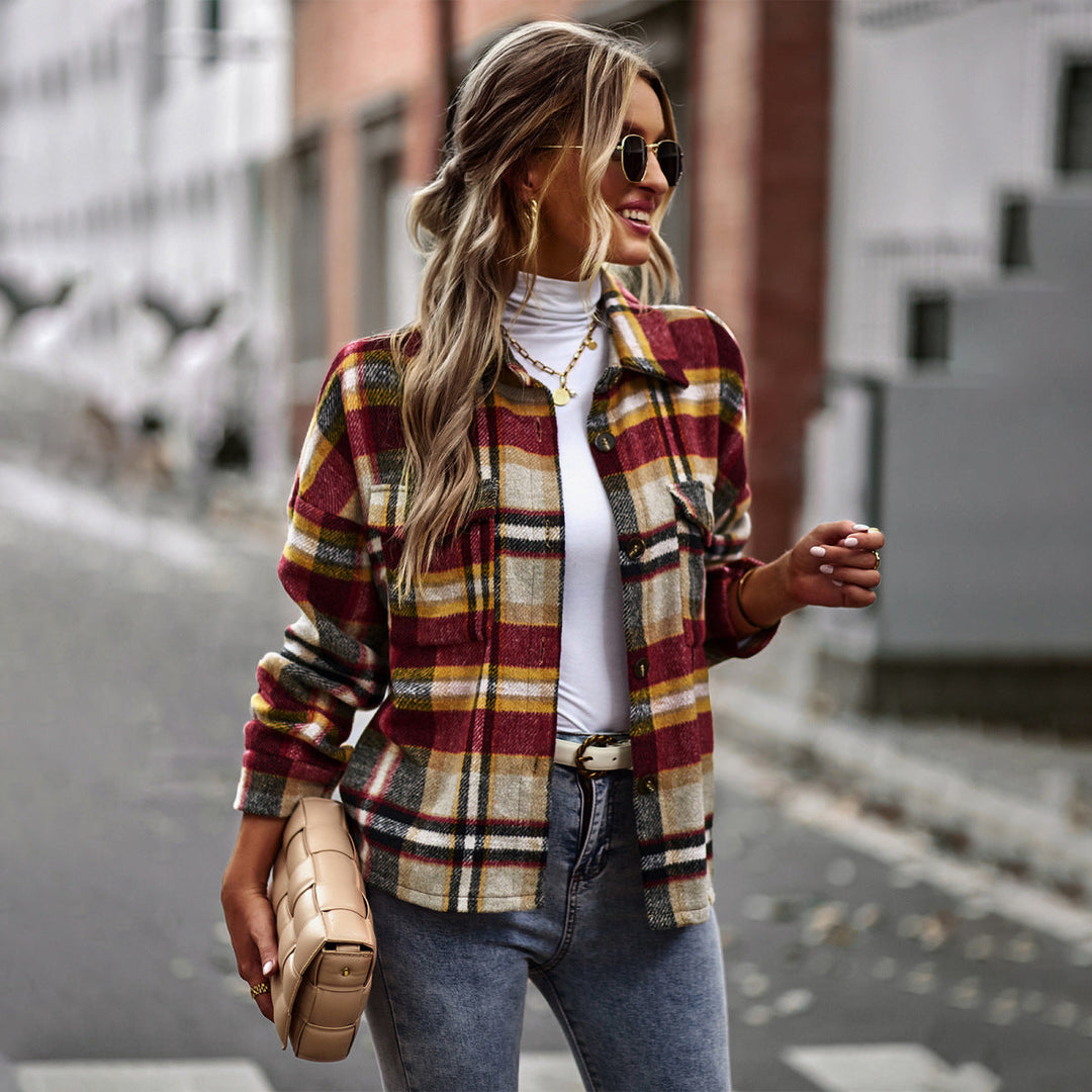 Long Sleeve Plaid Jacket