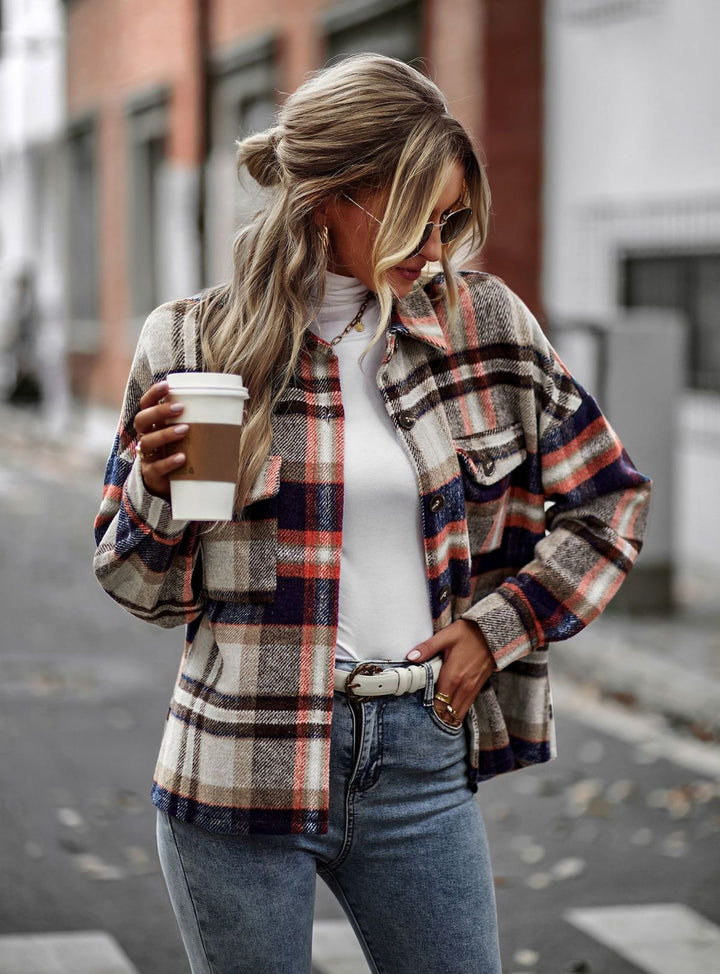 Long Sleeve Plaid Jacket