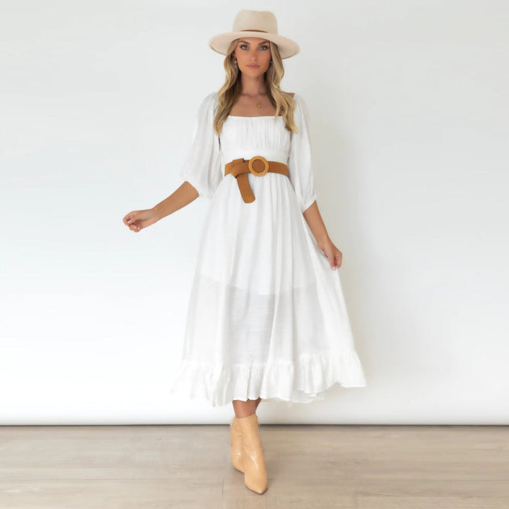 Puff Sleeve Pleated Dress