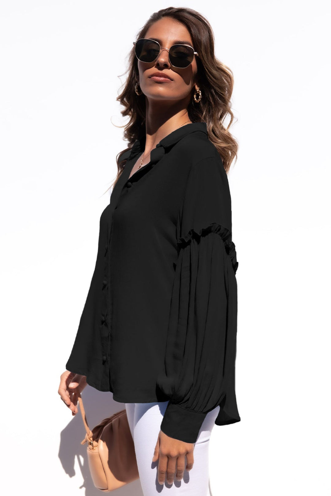 Ruffled Patchwork Loose Shirt