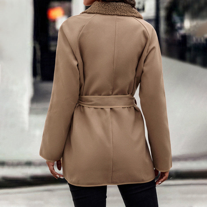 Lapel Neck Long Sleeve Button Down Side Pocket Coat