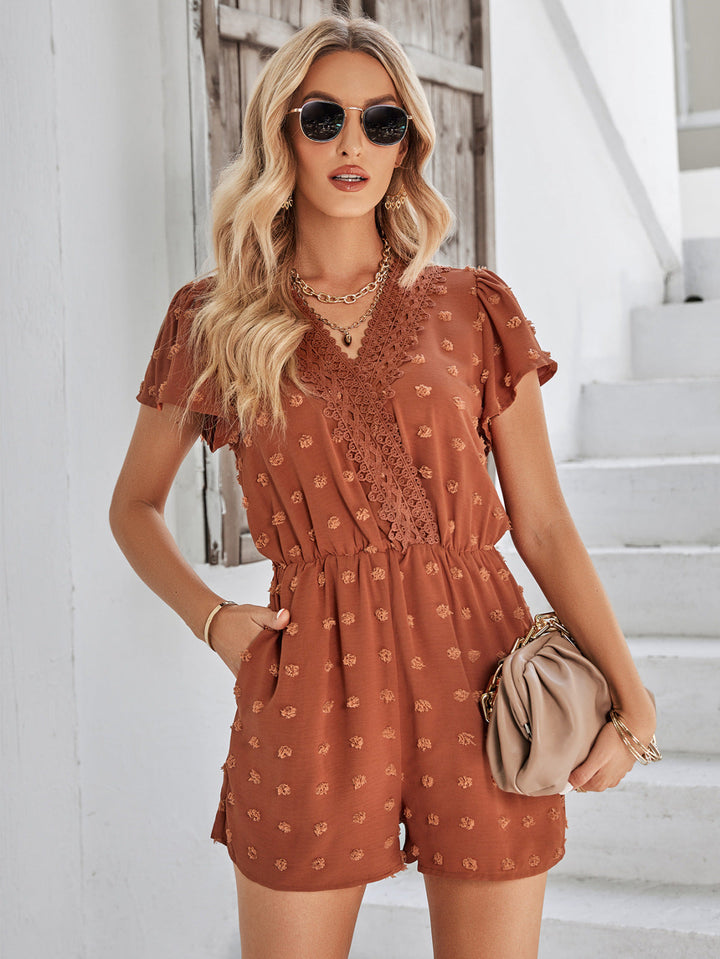 Swiss Dot Short Sleeved Romper