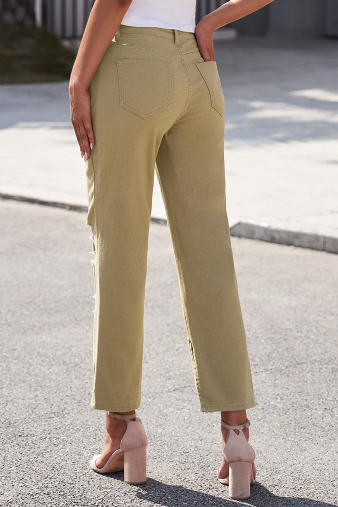 Distressed Raw Hem Straight Leg Jeans