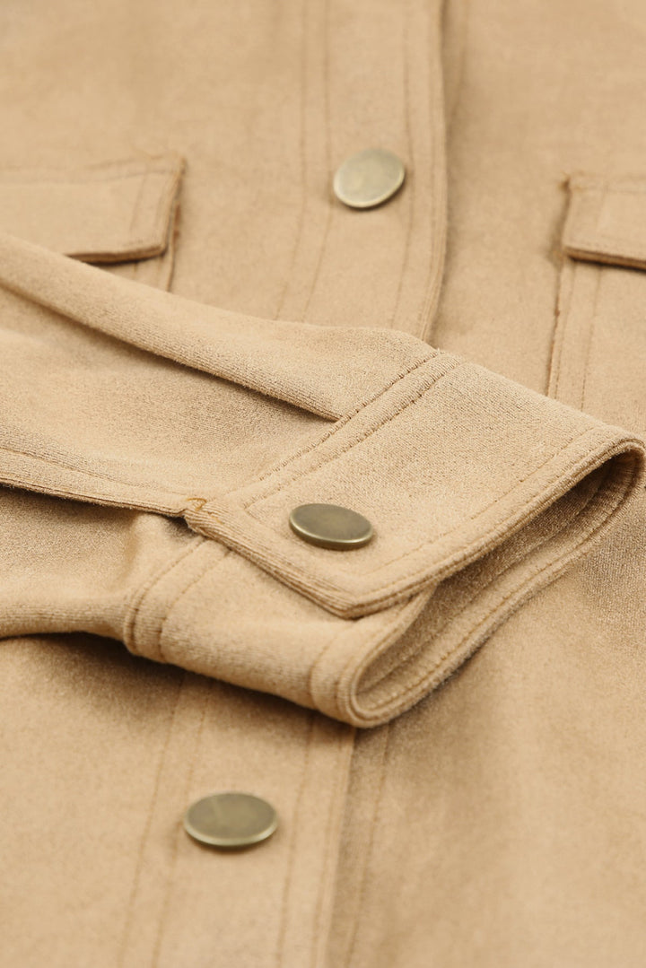 Khaki Snap Suede Jacket