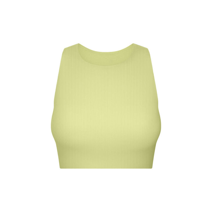 Ribbed Round Neck Wireless Sports Bras