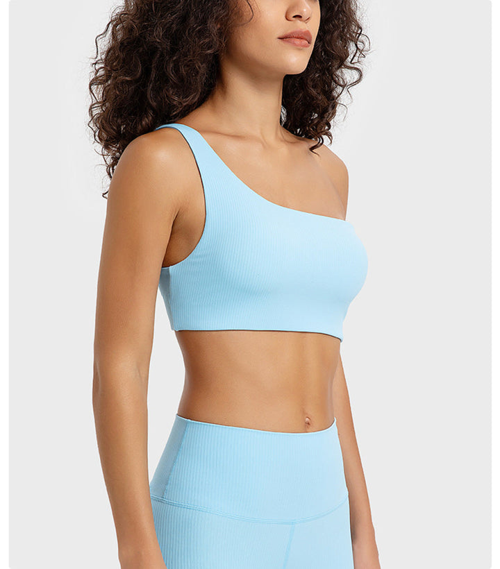 Solid Ribbed One ShoulderSports Bras
