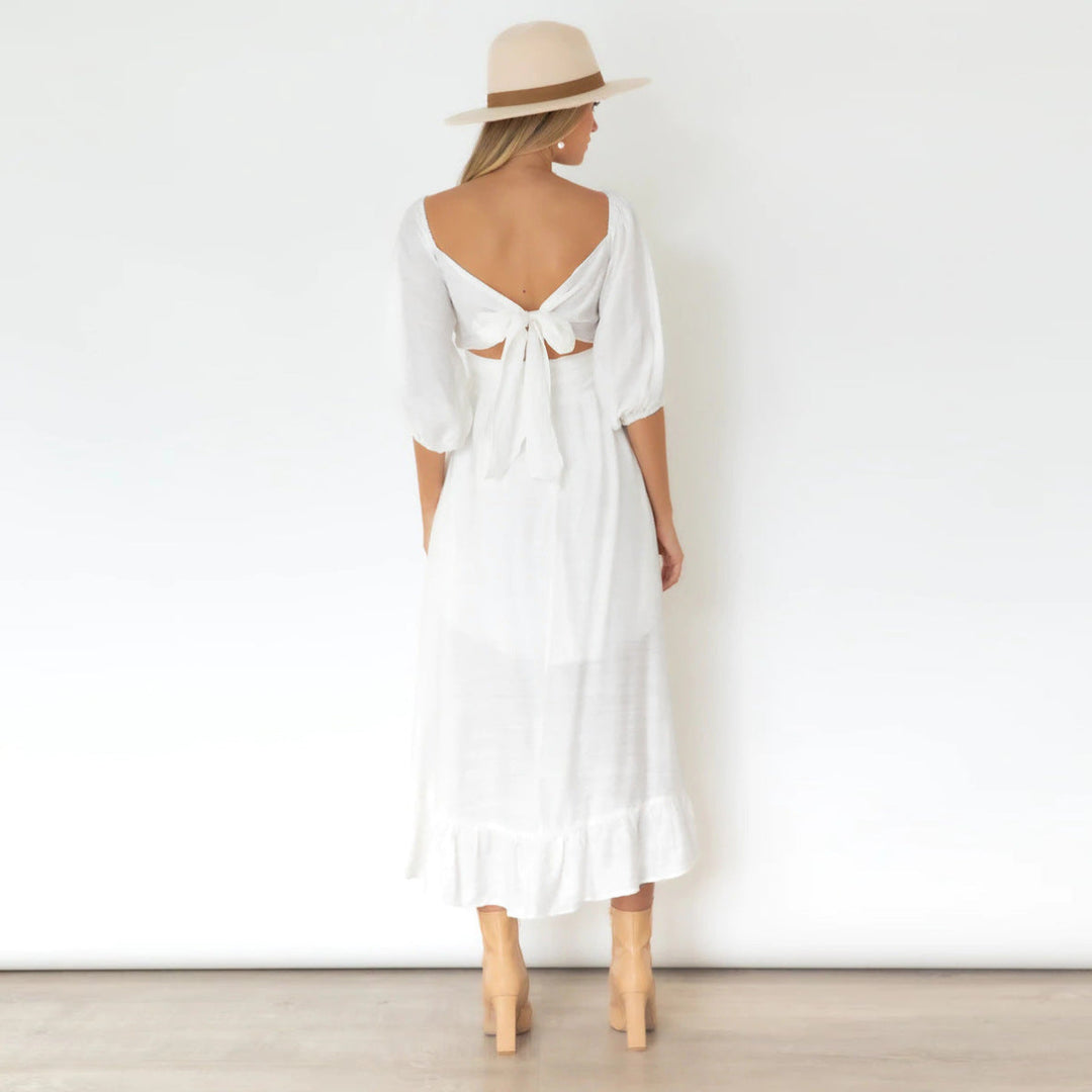 Puff Sleeve Pleated Dress