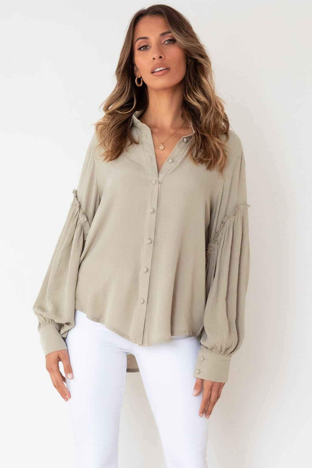 Ruffled Patchwork Loose Shirt