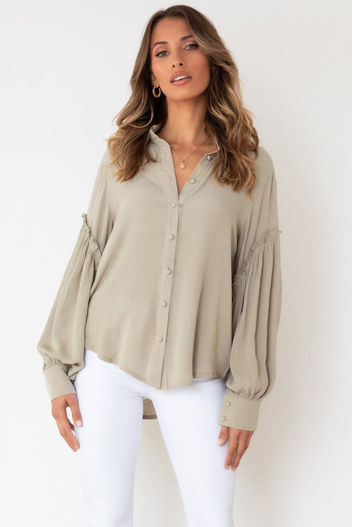 Ruffled Patchwork Loose Shirt