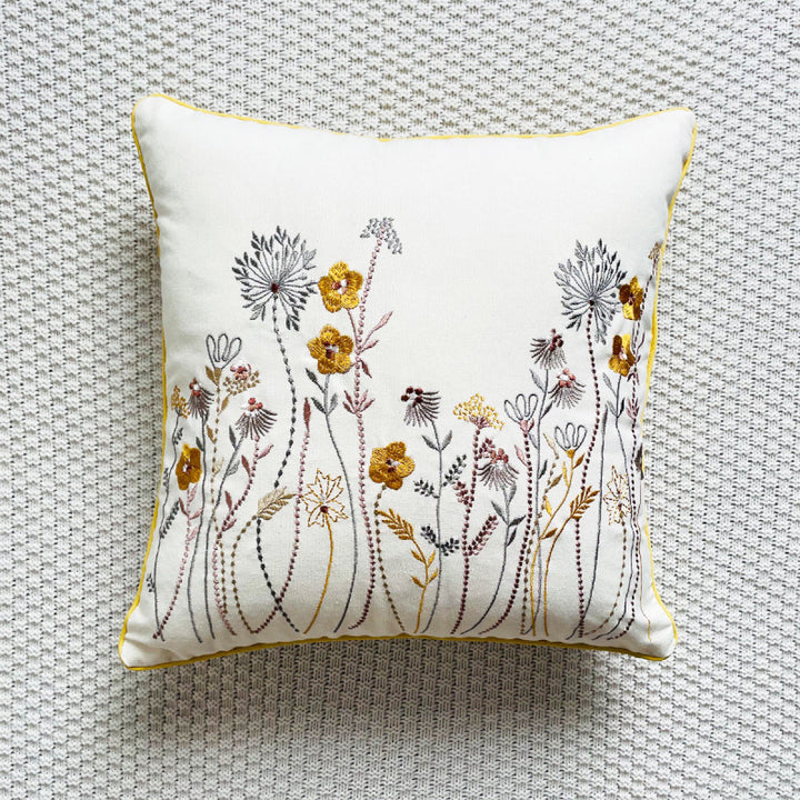 Boho Floral Embroidery Cushion Cover Without Filler