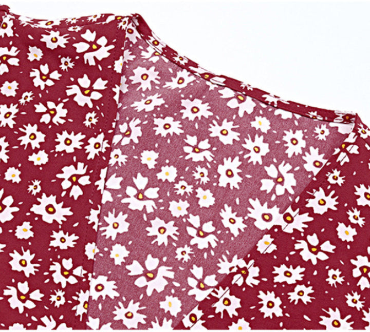 Surplice Puff Sleeve Tie-waist Ditsy Floral Wrap Dress