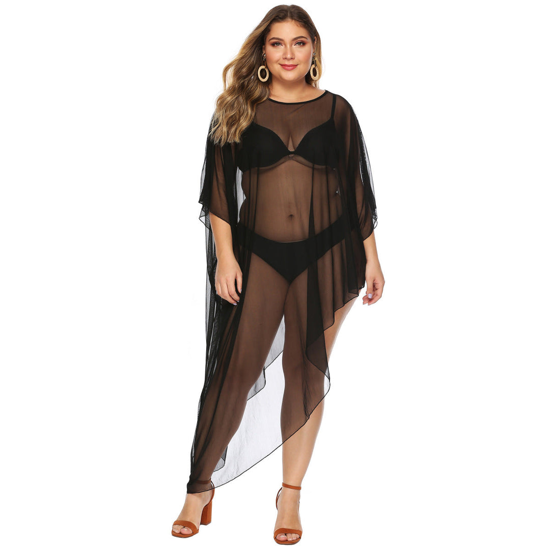 Plus Size Solid Color Asymmetric Sheer Cover Up – Natural Yoni Eggs