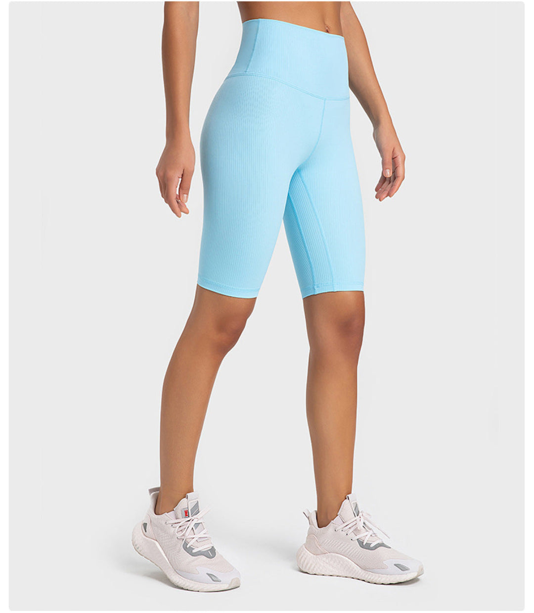 Solid Ribbed High Waist Bike Shorts With Invisible Pocket