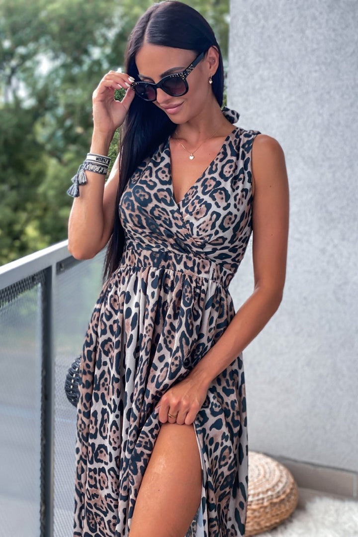 Back Leopard Dress - Maxi Dress