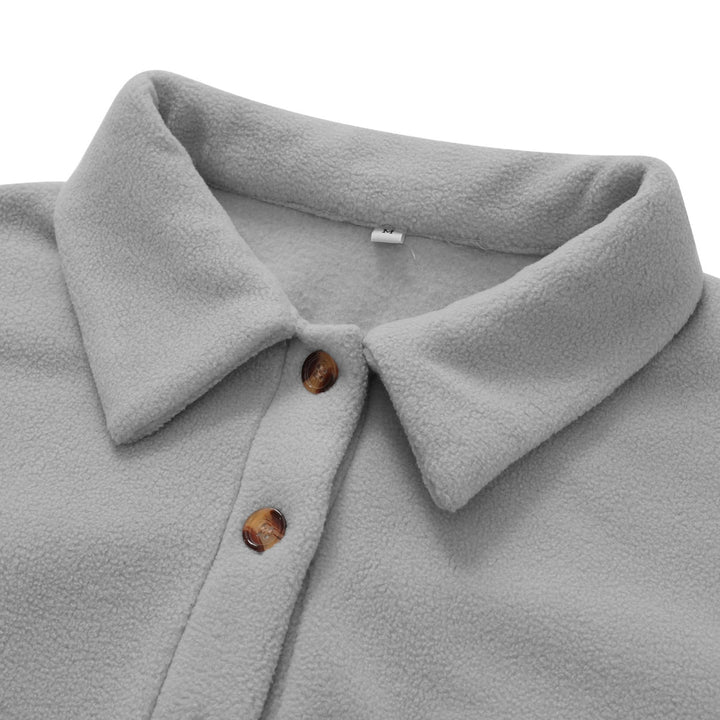 Shirt Collared Long Sleeve Single-Breasted Colorblock Jackets With Pockets