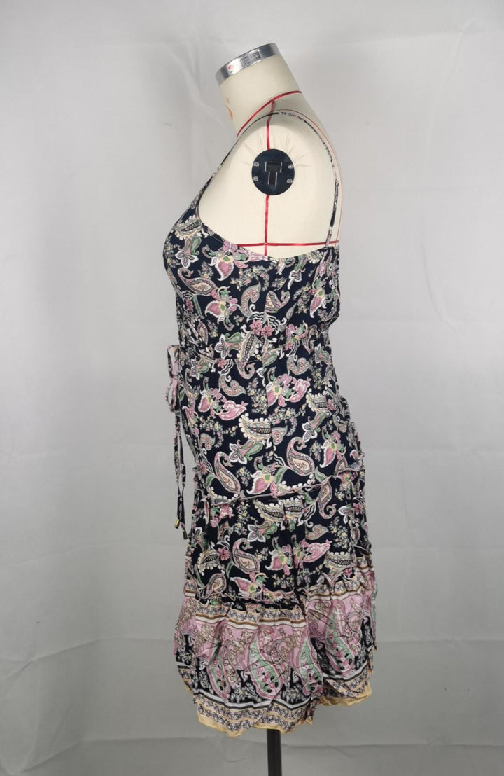 Boho Floral Sleeveless Belted Cami Dress