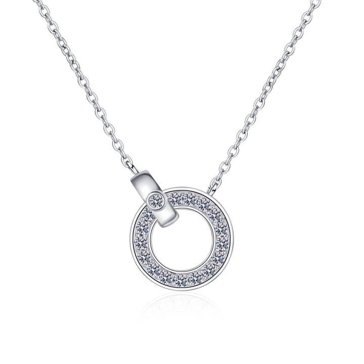 S925 Sterling Silver Moissanite Circle Pendant Necklace