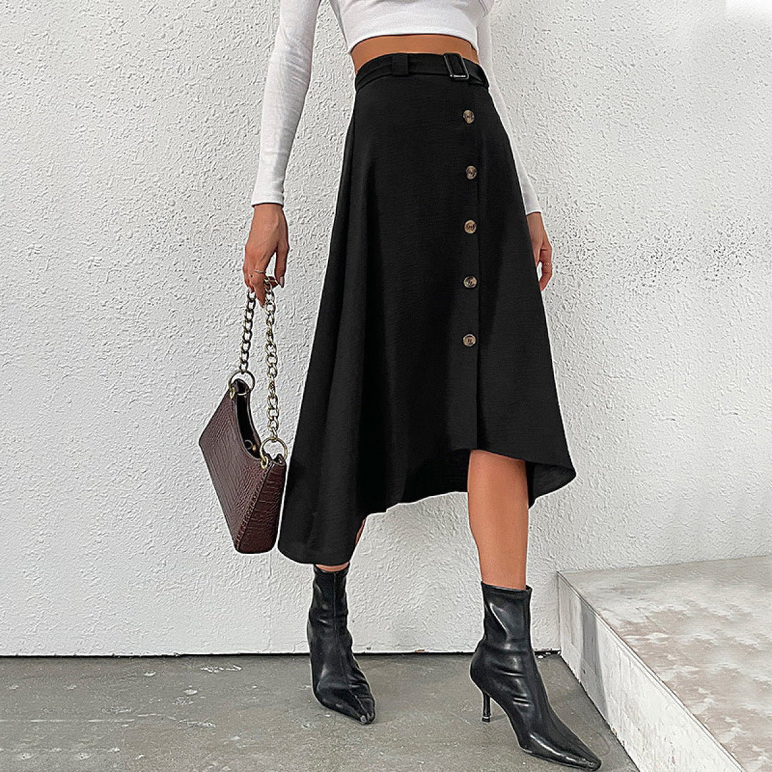 Buttoned Asymmetrical Skirt